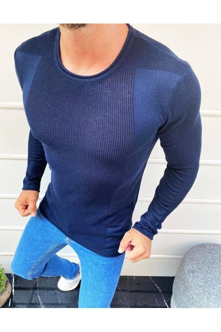 Tamsiai mėlynas vyriškas megztinis DS-wx1586