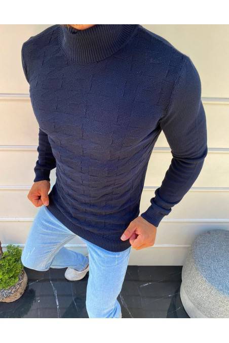 Vyriškas tamsiai mėlynas megztinis Dstreet 