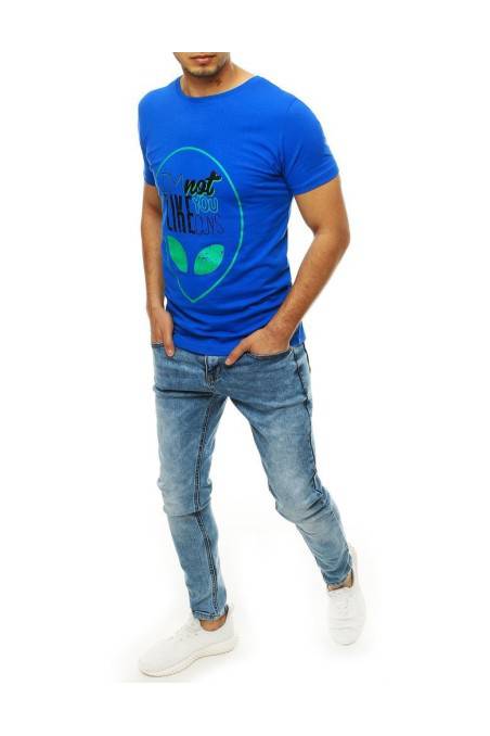 Mėlyni vyriški marškinėliai su užrašais Dstreet DS-rx4156