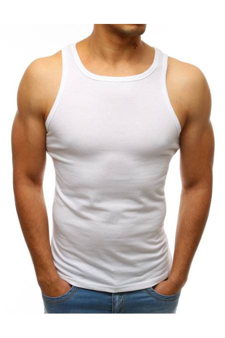 Paprasti balti vyriški marškinėliai be rankovių Dstreet 