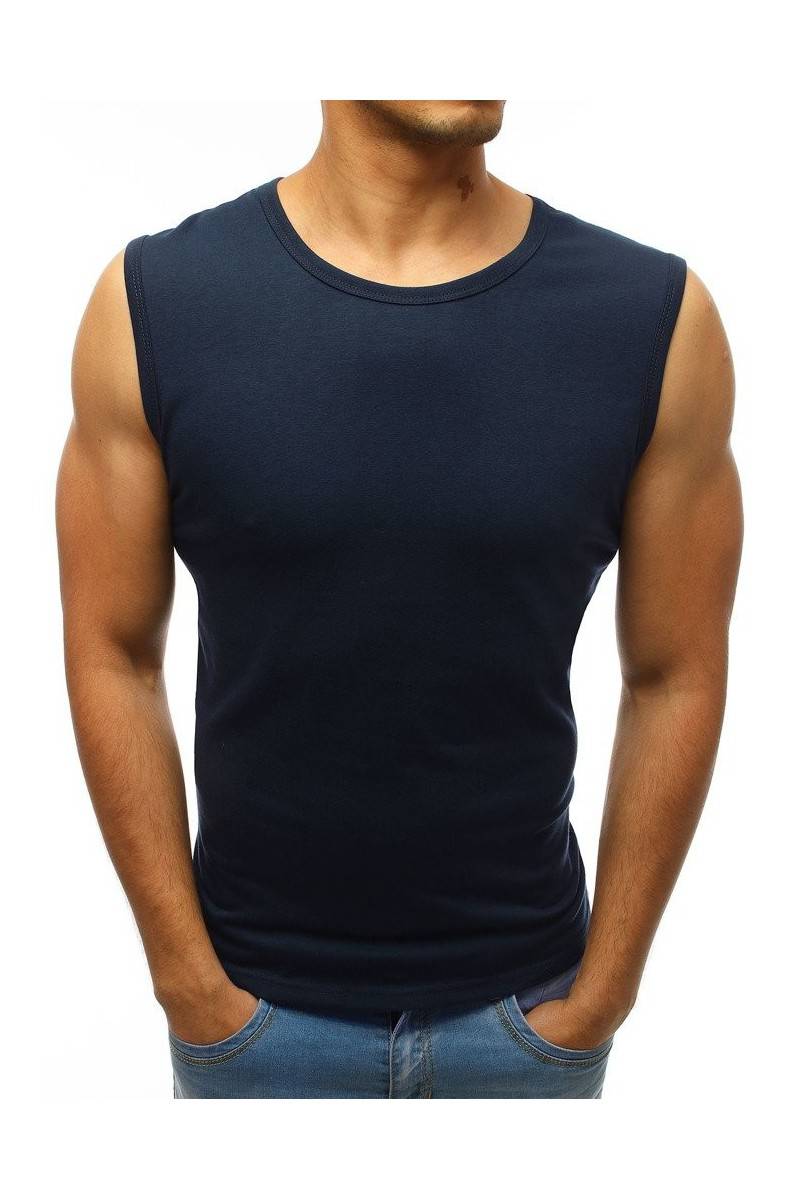 Paprasti vyriški tamsiai mėlynos spalvos marškinėliai Dstreet 