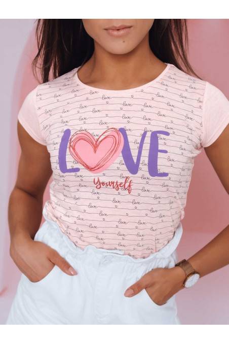 LOVE YOURSELF moteriški marškinėliai rožiniai Dstreet 