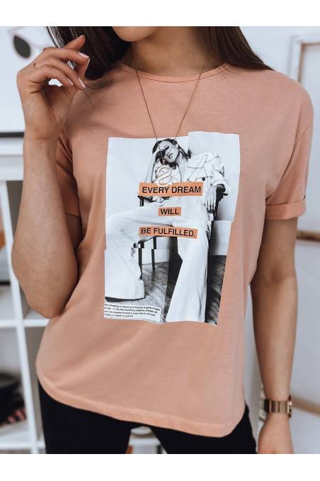 EVERY DREAM moteriški marškinėliai persikų spalvos Dstreet 