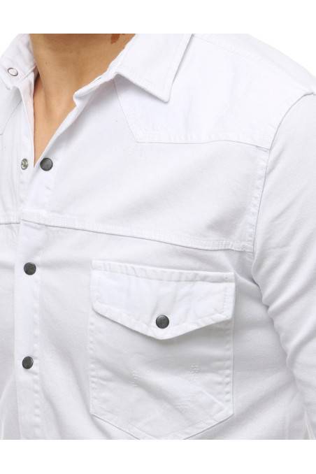 Balti vyriški marškiniai ilgomis rankovėmis Dstreet 