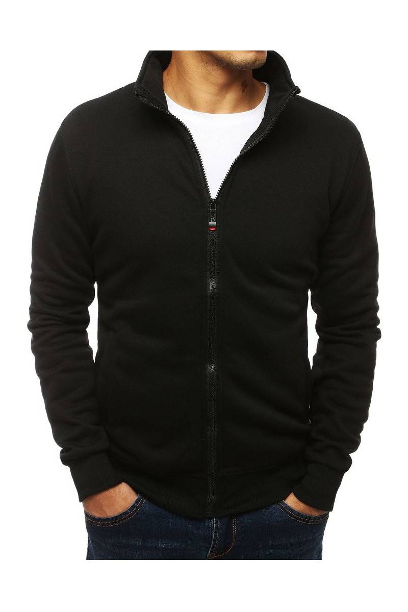 Juodas vyriškas džemperis su užtrauktuku be kapišono 