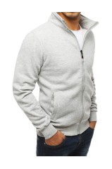 Pilkas vyriškas džemperis su užtrauktuku be kapišono 