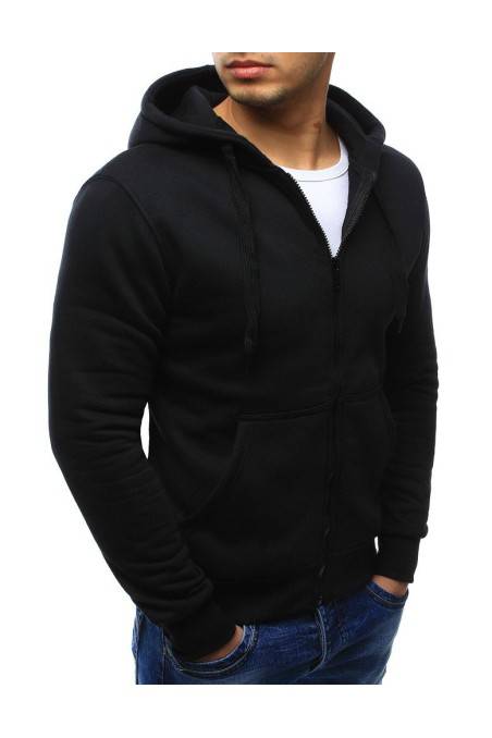 Juodas vyriškas džemperis su kapišonu su užtrauktuku 