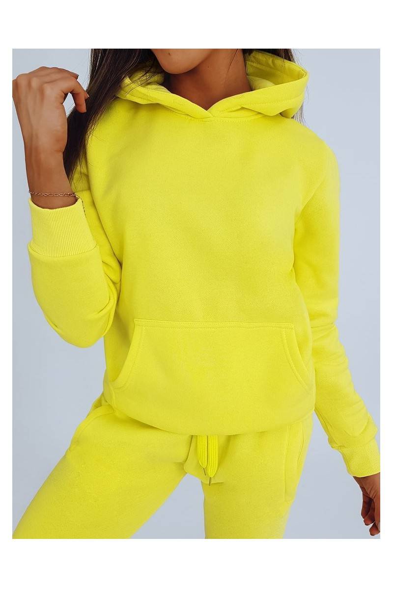 Geltonas moteriškas BASIC džemperis su kapišonu 
