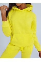 Geltonas moteriškas BASIC džemperis su kapišonu 