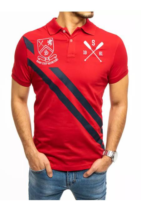 Raudoni vyriški polo marškinėliai Dstreet DS-px0366