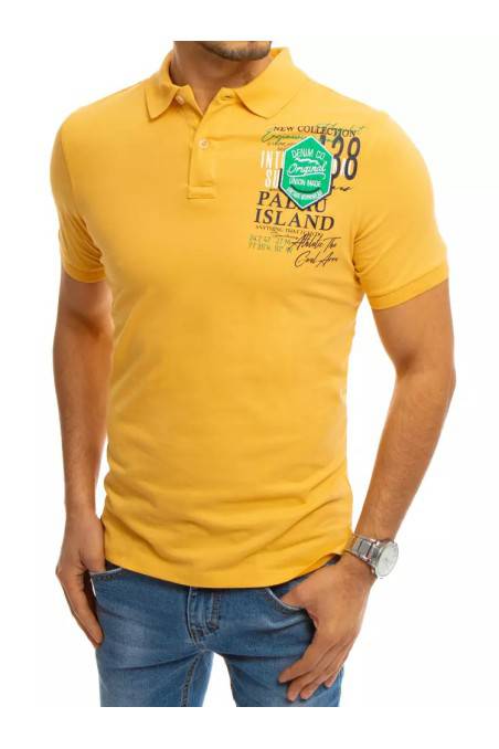 Geltoni polo marškinėliai su įspaudu Dstreet DS-px0372