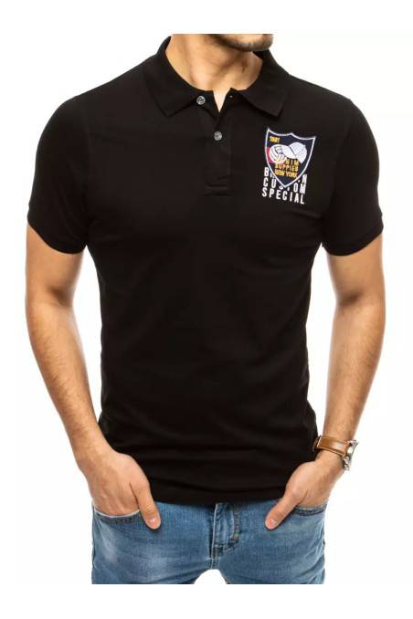 Polo marškinėliai su siuvinėjimu juodi Dstreet DS-px0389