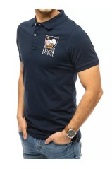 Polo marškinėliai su siuvinėjimais tamsiai mėlyni Dstreet