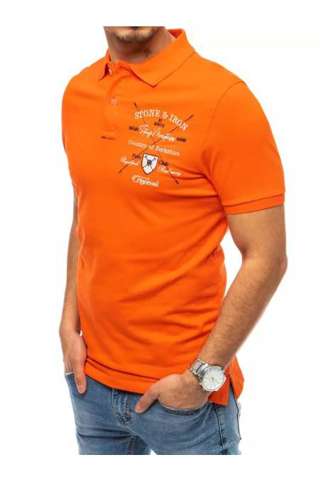 Oranžiniai vyriški polo marškinėliai su siuvinėjimu Dstreet 