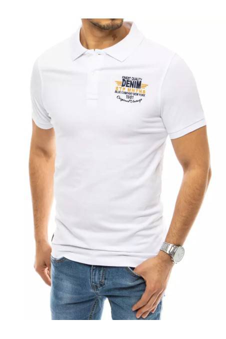 Polo marškinėliai su siuvinėjimu balti Dstreet DS-px0416