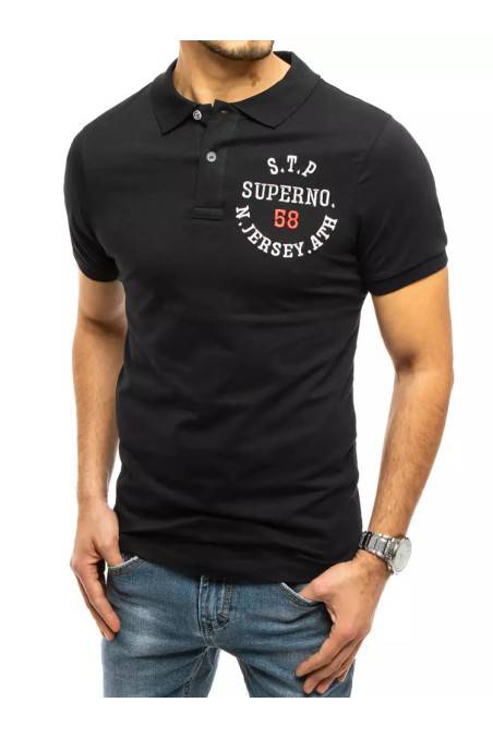Polo marškinėliai su siuvinėjimu juodi Dstreet DS-px0421