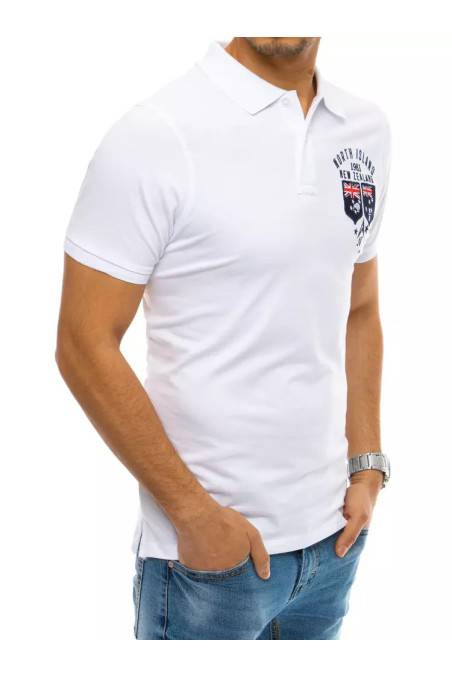 Balti vyriški polo marškinėliai su siuvinėjimu Dstreet 