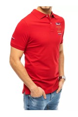 Polo marškinėliai su siuvinėjimais raudona Dstreet 