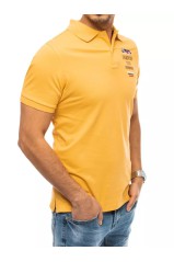 Geltoni polo marškinėliai su siuvinėjimu Dstreet 