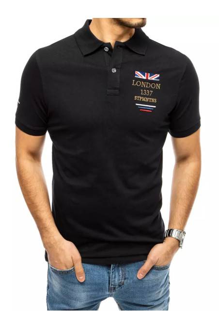 Polo marškinėliai su siuvinėjimu juodi Dstreet DS-px0437