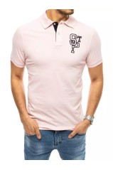 Vyriški polo marškinėliai su siuvinėjimais rožinė Dstreet 