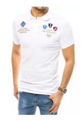 Balti vyriški polo marškinėliai su siuvinėjimu Dstreet 