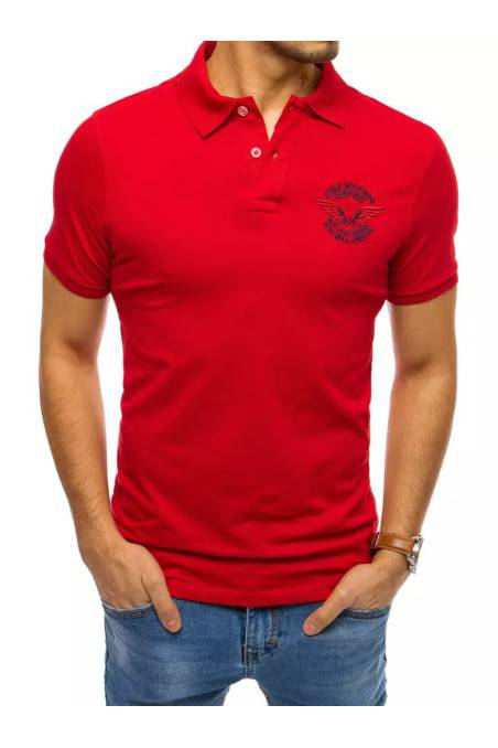 Raudoni vyriški polo marškinėliai su siuvinėjimu Dstreet DS-px0469