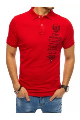 Raudoni vyriški polo marškinėliai su siuvinėjimu Dstreet 