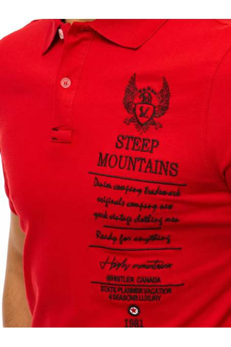 Raudoni vyriški polo marškinėliai su siuvinėjimu Dstreet DS-px0473