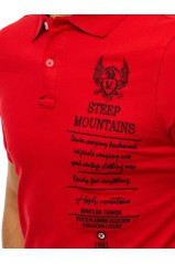Raudoni vyriški polo marškinėliai su siuvinėjimu Dstreet 