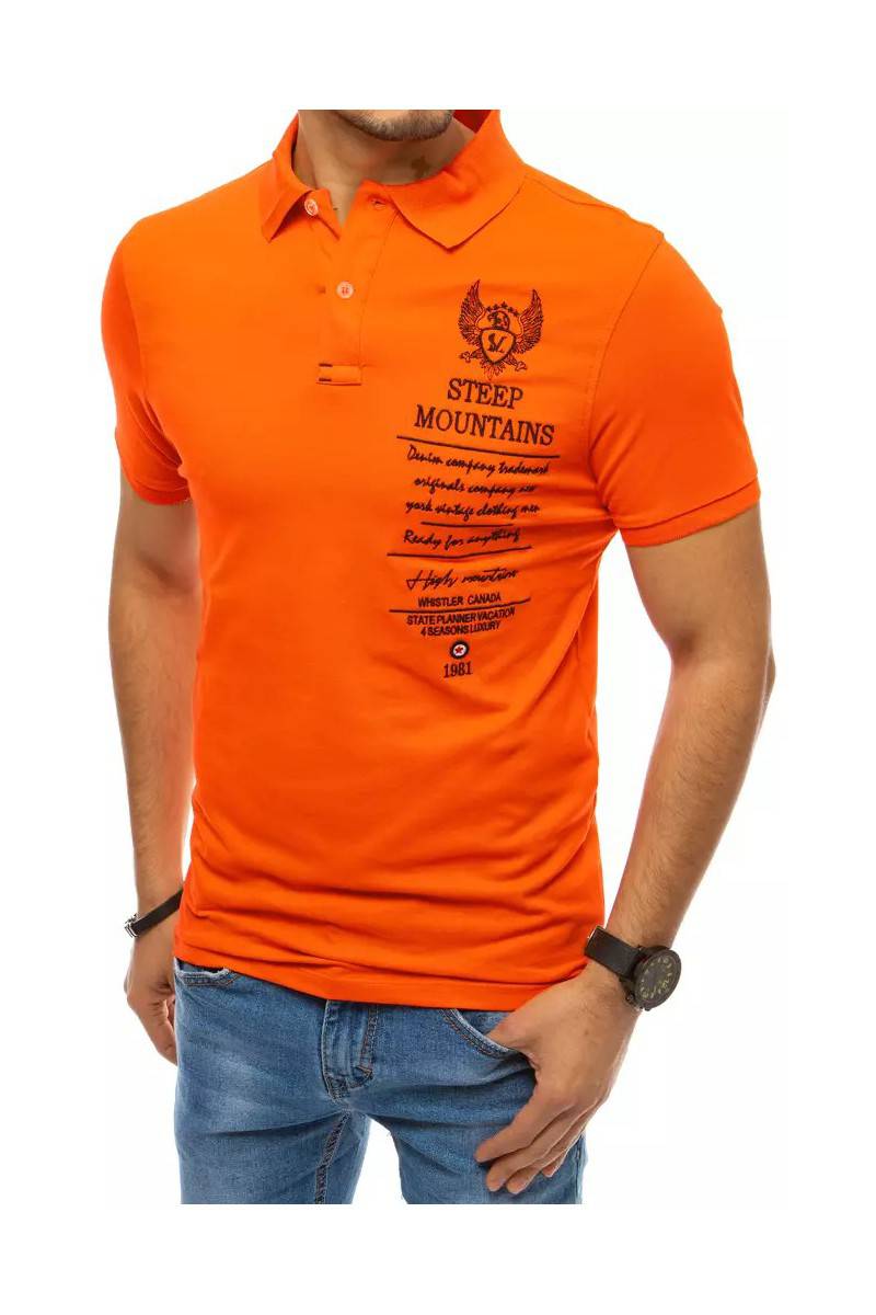 Oranžiniai vyriški polo marškinėliai su siuvinėjimu Dstreet DS-px0479