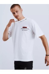Balti vyriški marškinėliai su užrašais su atspaudais ir lopais Dstreet 