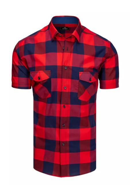 Tamsiai mėlyni ir raudoni vyriški marškiniai trumpomis rankovėmis Dstreet DS-kx0948