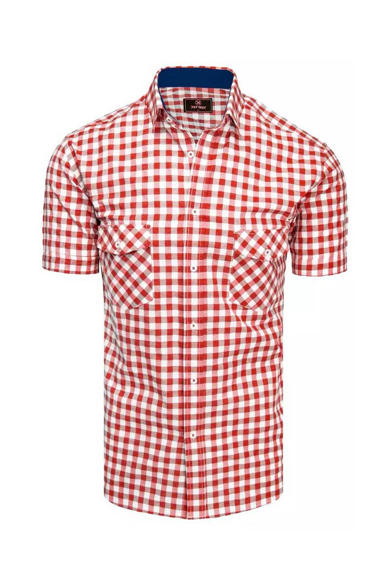 Balti ir raudoni vyriški marškiniai trumpomis rankovėmis Dstreet 