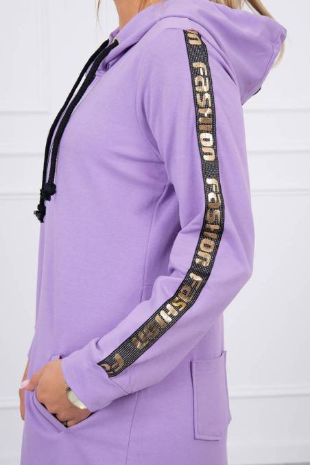 Violetinis stilingas džemperis su kapišonu KES-20366-8997