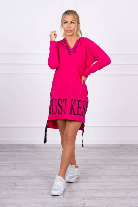 Rožinė suknelė su kapišonu KES-20369-9161