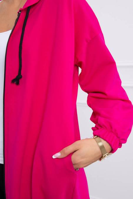 Rožinis stilingas džemperis su užrašais nugaroje KES-20375-9117