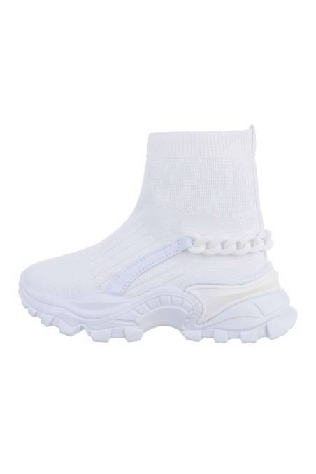Moteriški aukšti sportiniai batai baltos spalvos BA-PC92-white