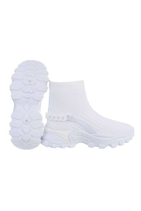 Moteriški aukšti sportiniai batai baltos spalvos BA-PC92-white