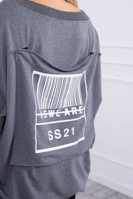 Tamsiai pilkas stilingas džemperis KES-20727-9318