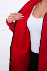 Raudonas ilgas džemperis su kapišonu KES-20760-9302