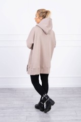 Smėlio spalvos stilingas džemperis su kapišonu KES-20845-9305