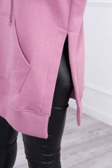 Tamsiai rožinis džemperis su skeltukais šonuose