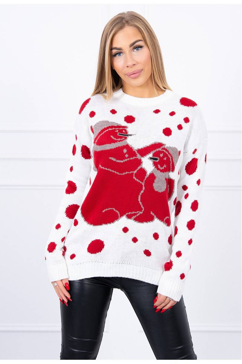 Kremo spalvos moteriškas kalėdinis megztinis