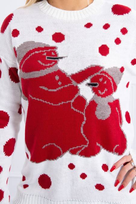Kremo spalvos moteriškas kalėdinis megztinis