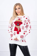 Kremo spalvos kalėdinis megztinis KES-21059-2021-19