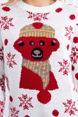 Kremo spalvos kalėdinis megztinis KES-21059-2021-19