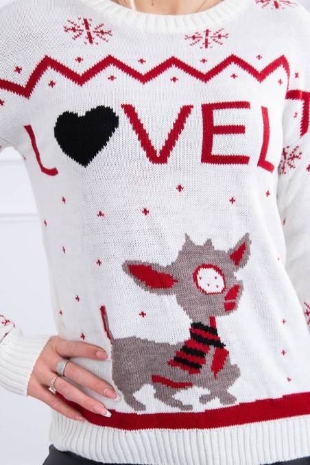Kremo spalvos kalėdinis megztinis KES-21073-2021-29