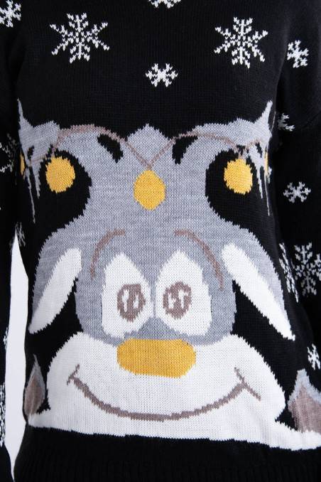 Juodas kalėdinis megztinis KES-21077-2021-22