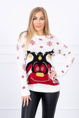 Kremo spalvos kalėdinis megztinis KES-21078-2021-22
